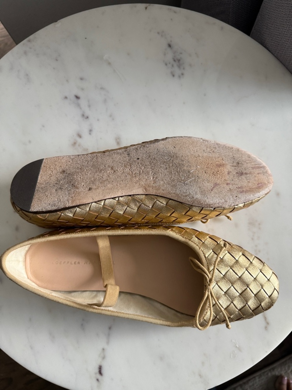 Loeffler Randall Leonie Gold Woven Ballet Flat Size 8.5 - Picture 8 of 11